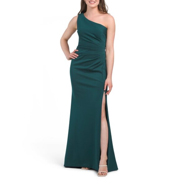 XSCAPE Hunter Long Scuba One Shoulder Gown - Picture 1 of 2